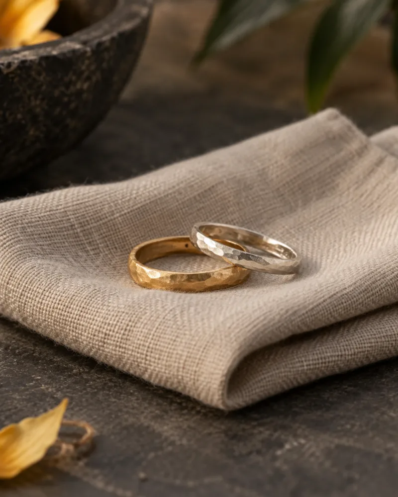 Ring 04. Silver rings on a carved teak box